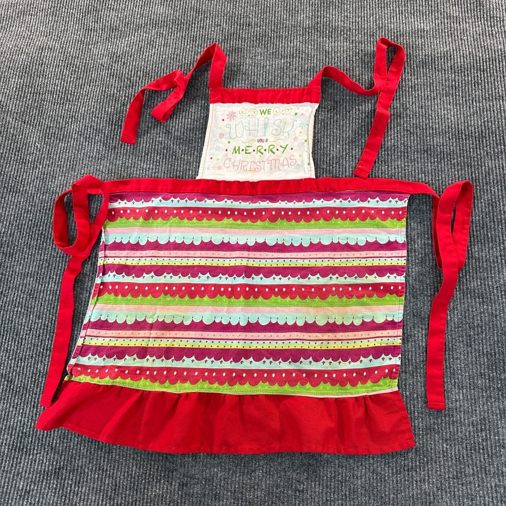 Huntington Home Unisex We Whisk You A Merry Christmas Apron OS Red Cotton Ruffle